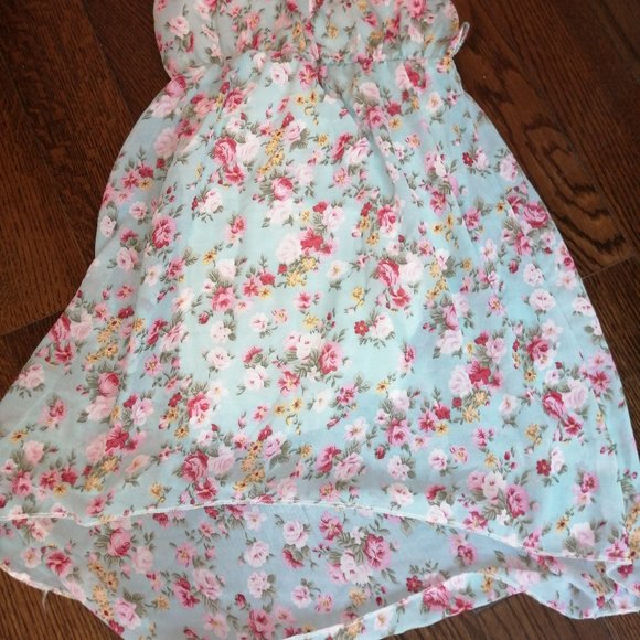 strapless floral short dress - Picture 2 of 2